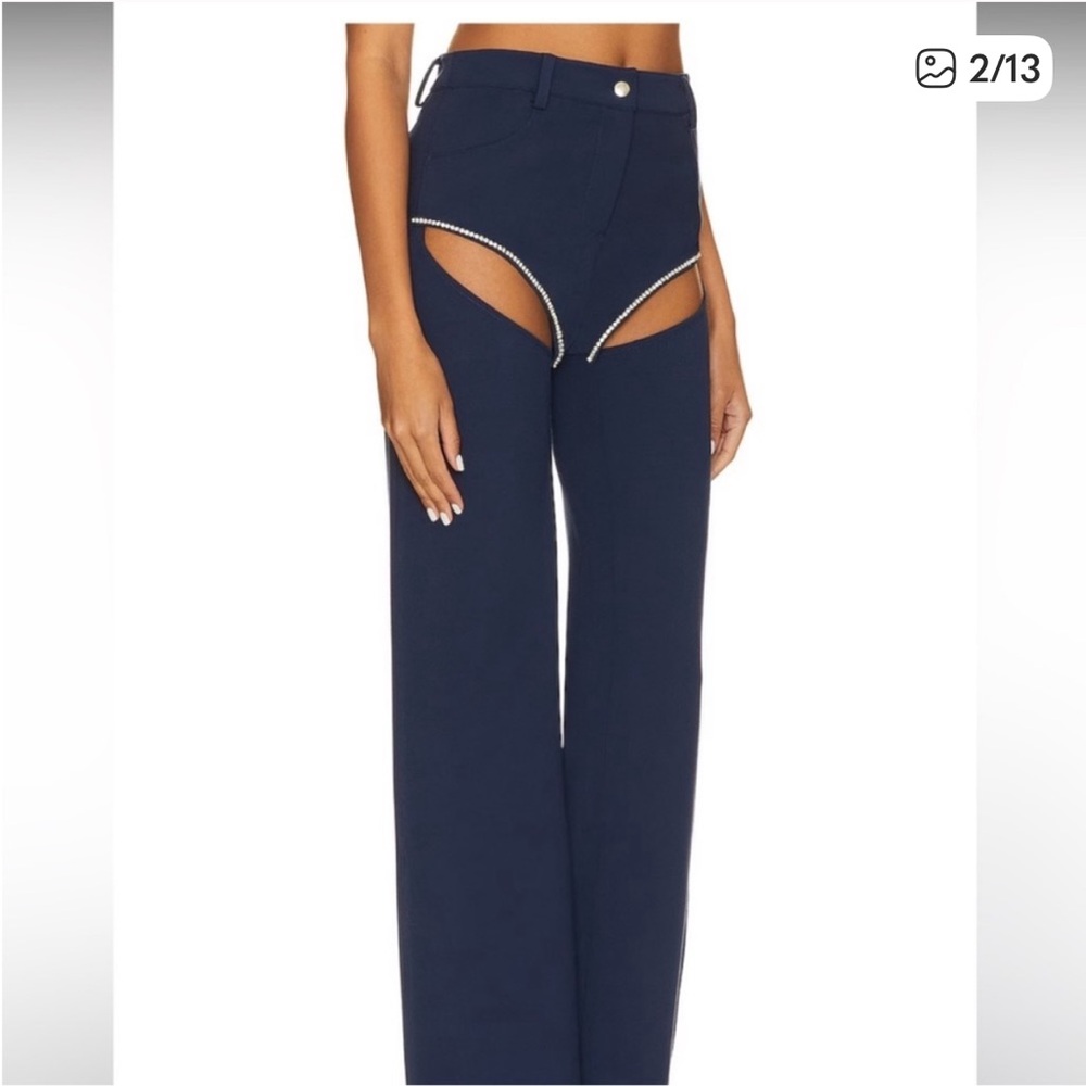 Camila Coelho Midnight Blue Cut-Out Wide Leg Pants